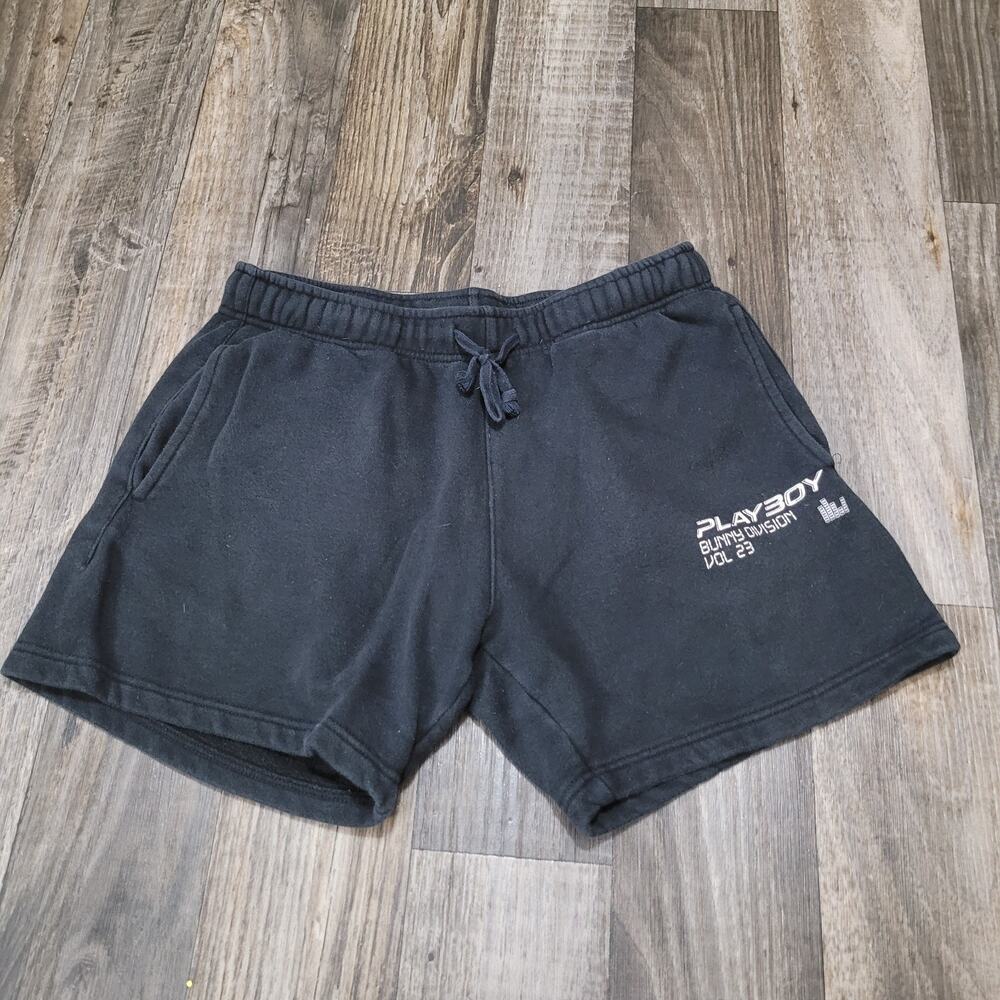 Playboy By Pacsun Playboy Art Dept Logo Black Drawstring Shorts Small
